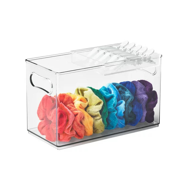 Clear Plastic Storage Narrow Bin with Slider Tray