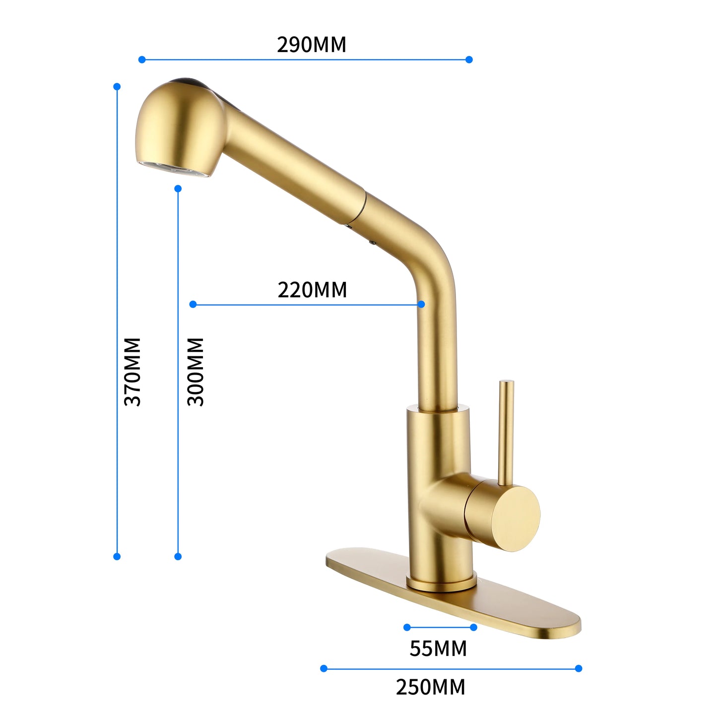 Faucets with Dual Spray Function in Gold