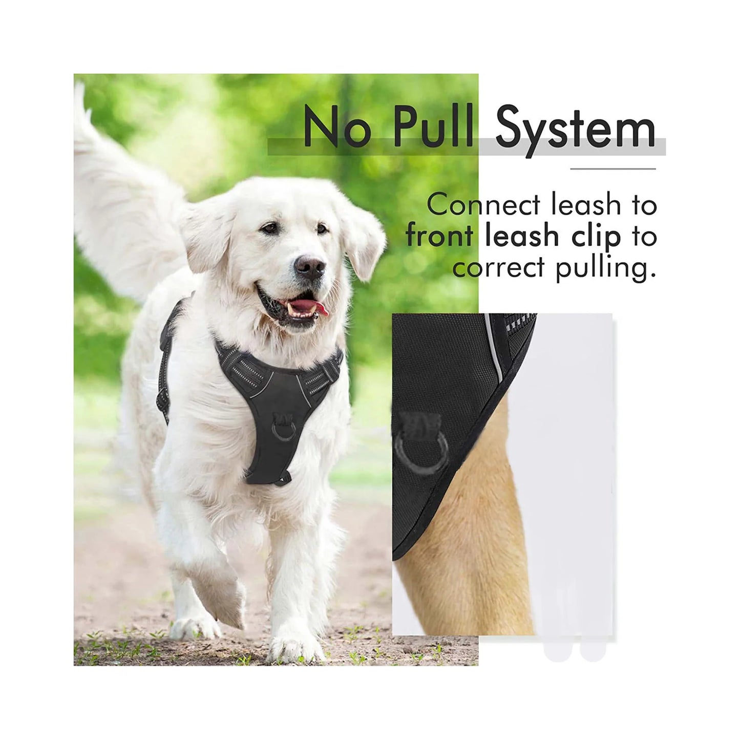 Pets Reflective Vest Harness in Medium Black