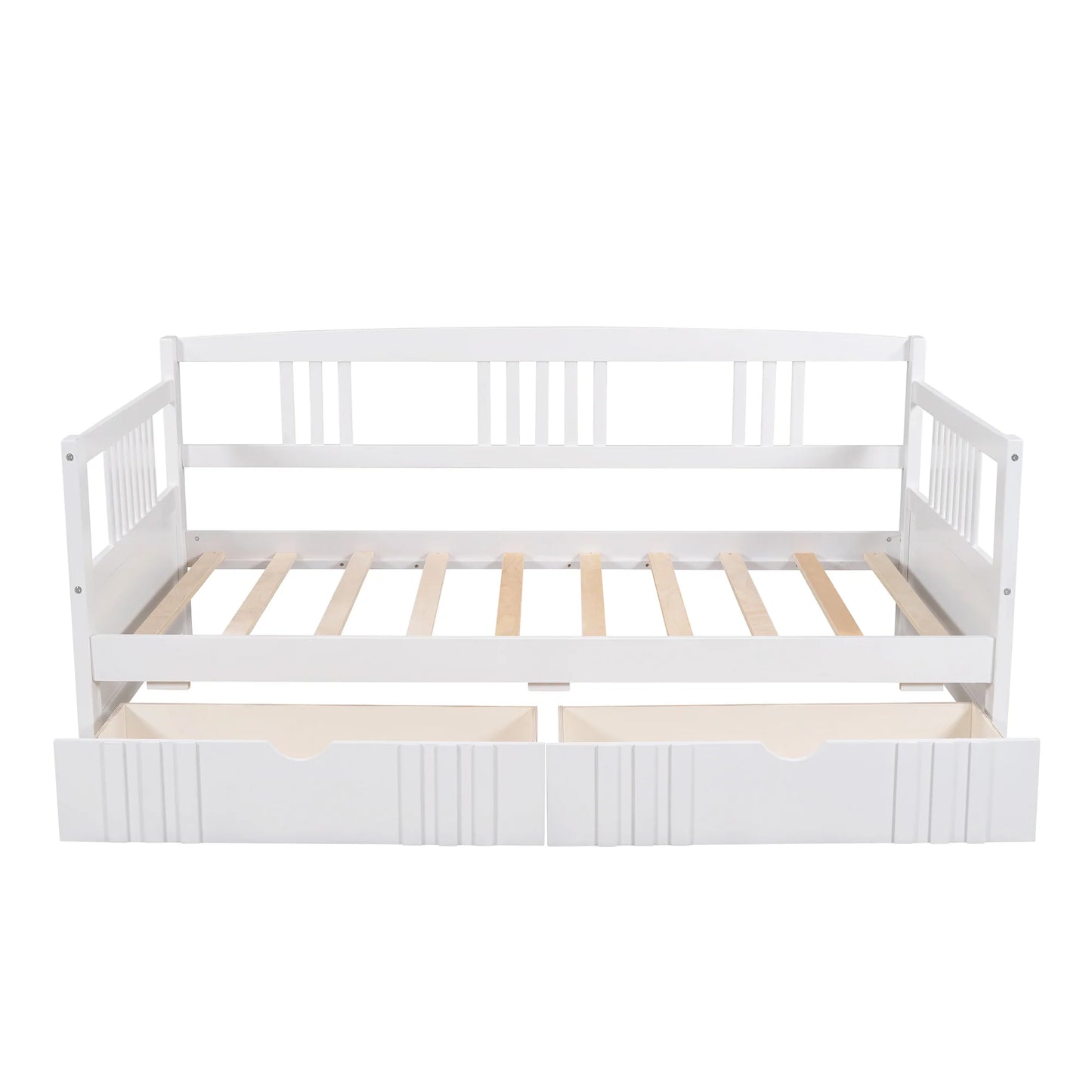 Daybed Wood Bed with Two Drawers in White