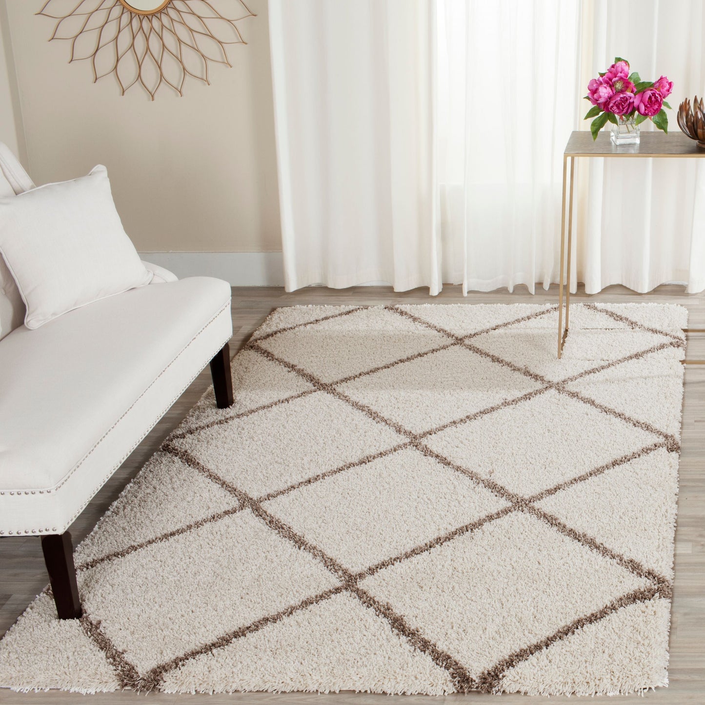 Geometric Area Rug in Beige