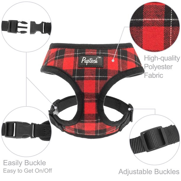 Dog Harness with Leash in Red Extra Small