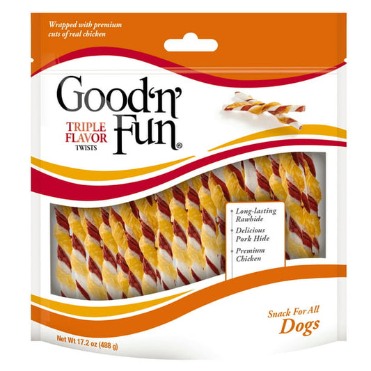 Triple Flavored Rawhide Twists Dry Chews