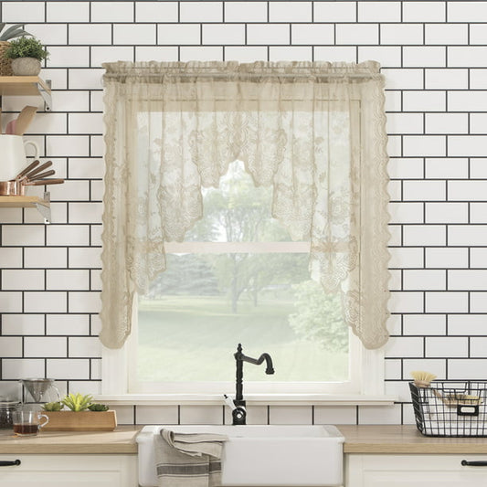 Rod Pocket Kitchen Curtains 58x24 Inches in Oat