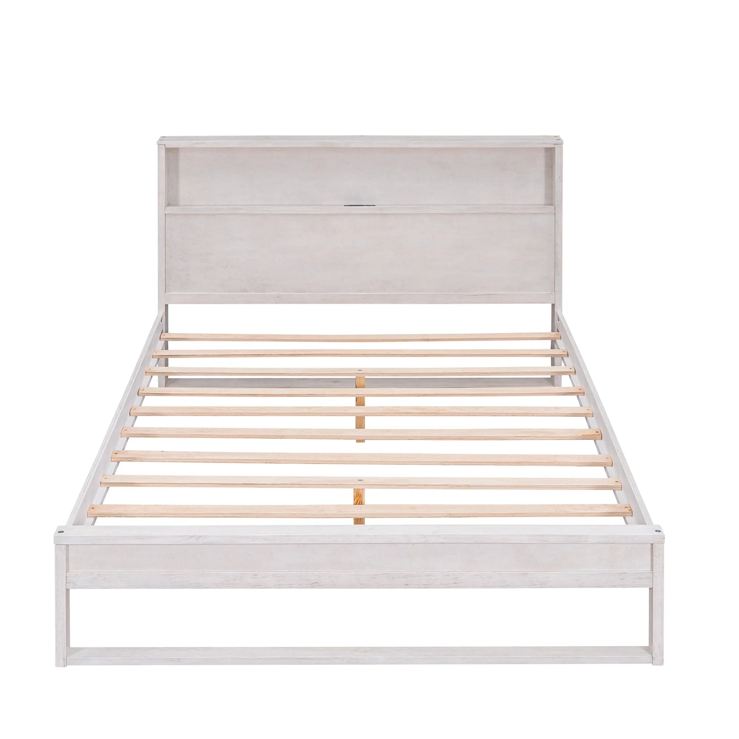 Bed Platform with Storage in Queen Antique White