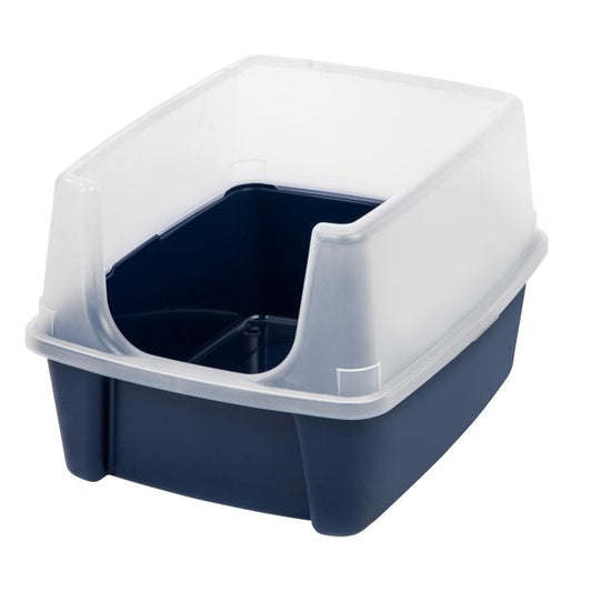 Pet Litter Box with Shield in Navy Blue