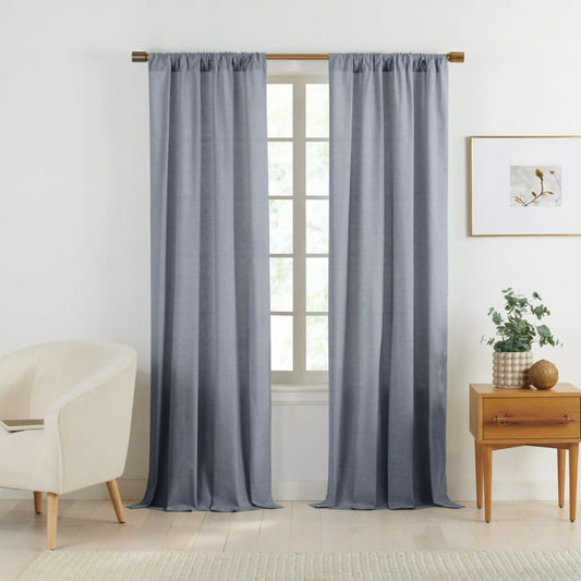 Cotton Window Curtain Dark Blue 48 x 63 Inches