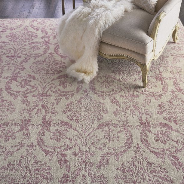 Area Rug Jubilant Distressed Damask in Pink 8ft 6in x 12in