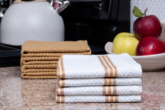 Kitchen Dishcloth Cotton 8 Pack in Brown
