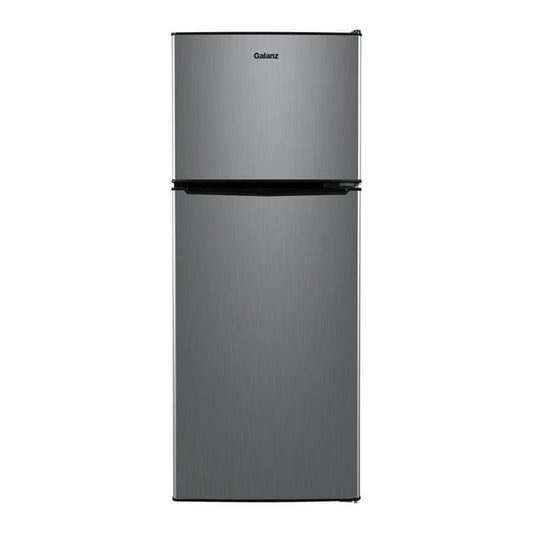 Two Door Mini Fridge with Freezer Stainless Steel 4.6 Cubic Foot