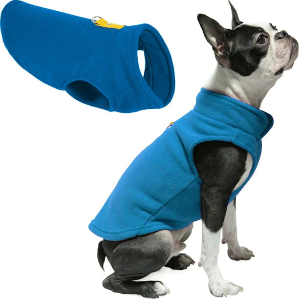 Fleece Vest Dog Sweater in Deep Blue Medium