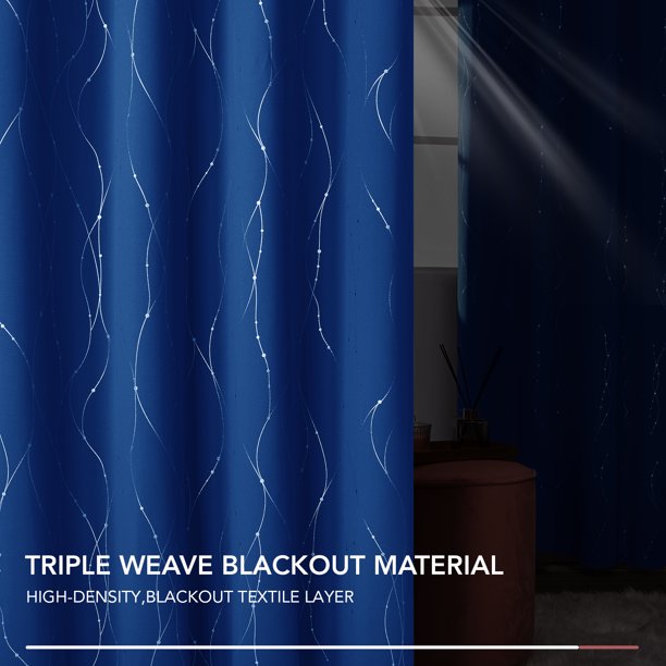 Curtain Set of 2 Size 52x54 Inches Color Royal Blue