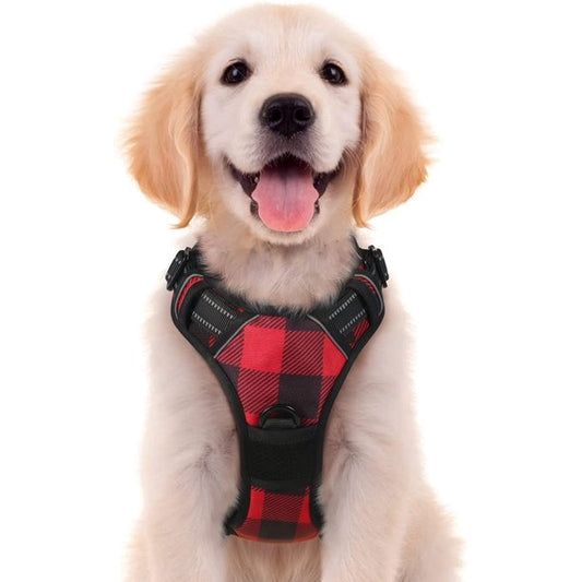 Dog Harness Medium in Red Plaid