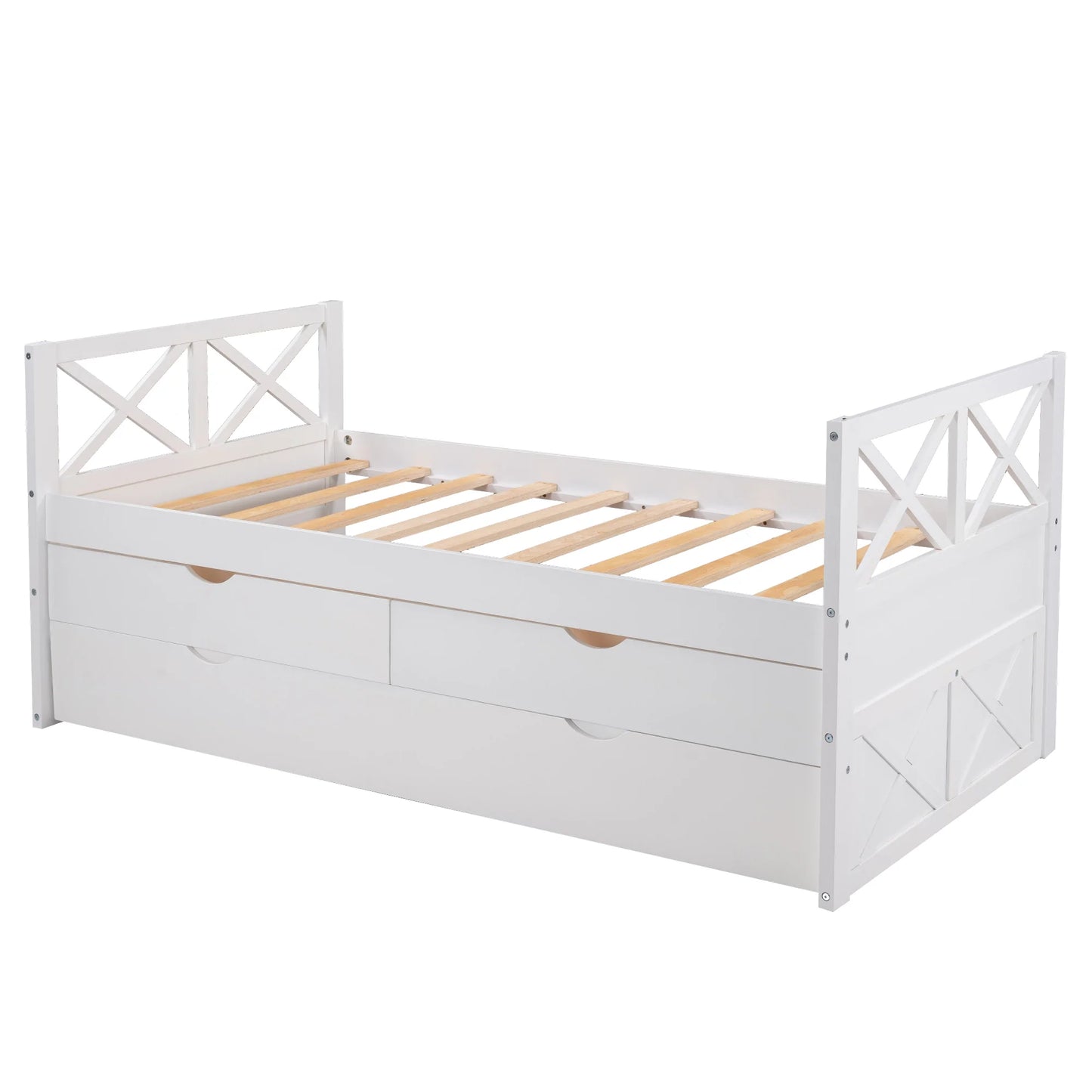 Daybed with Drawers and Trundle in White