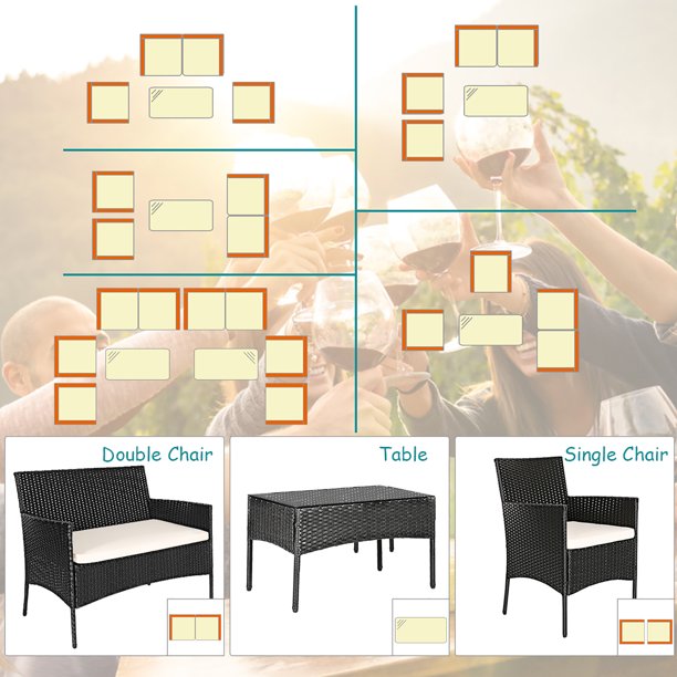 Rattan Furniture Set 4 Pieces