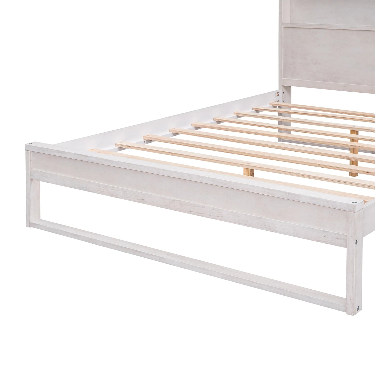 Bed Platform with Storage in Queen Antique White