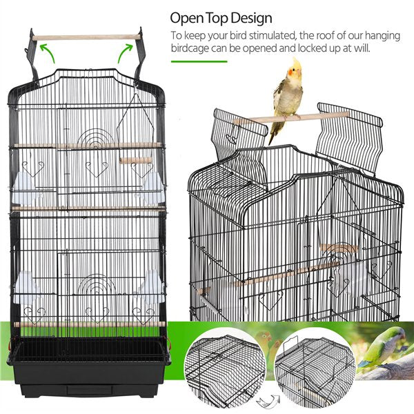 Bird Cage Metal Black  with Play Top