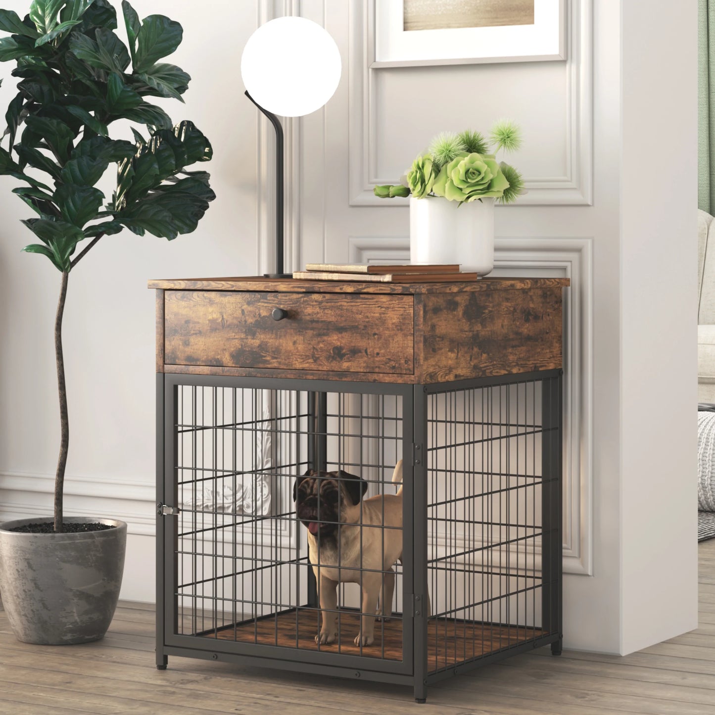 Wooden Crates for Small Dogs in Rustic Brown