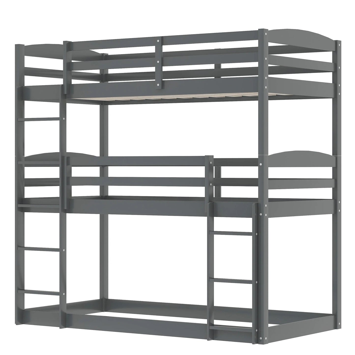 Over Twin Triple Bunk Bed in Gray