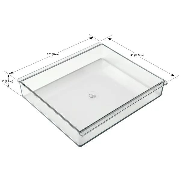 Clear Plastic Storage Narrow Bin with Slider Tray