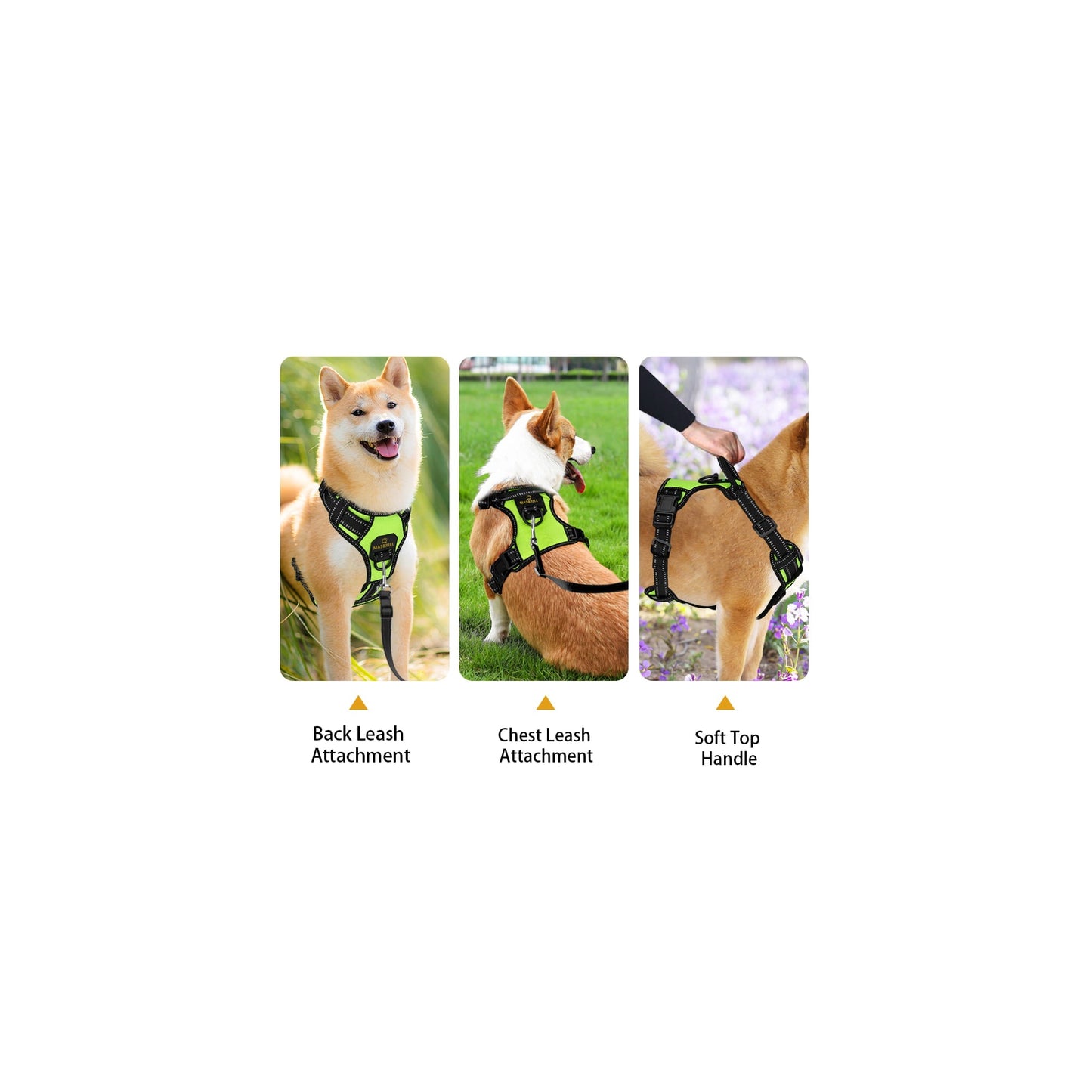 Reflective Dog Harness Medium Green