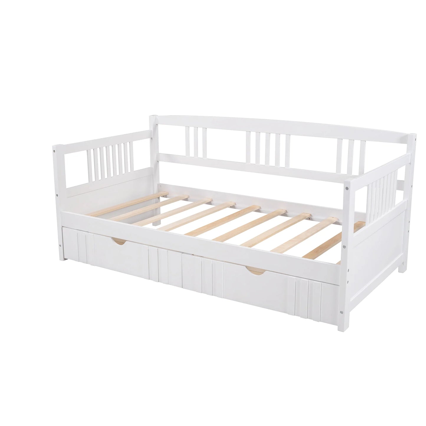 Daybed Wood Bed with Two Drawers in White