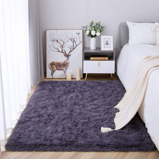 Area Rug Modern Rugs for Bedroom 2x3 Feet Gray Purple