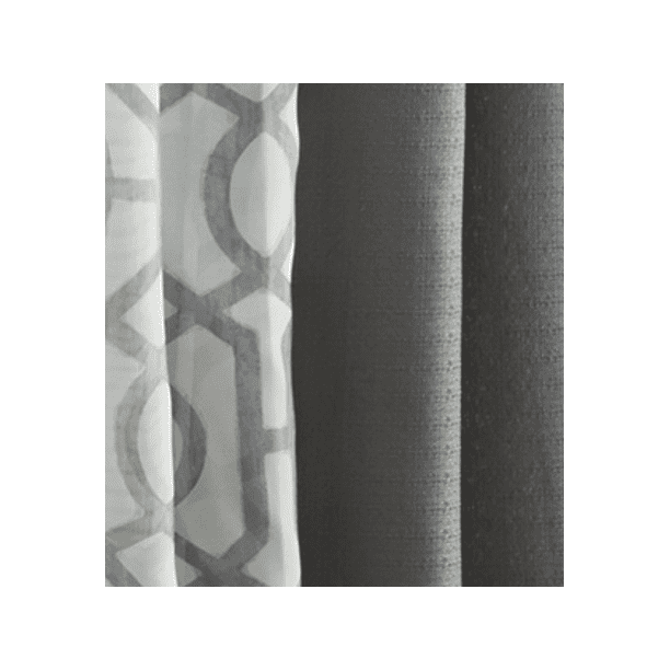 Kingswood 4 Piece Curtain Set Grey Flannel 27.5 x 84 Inches