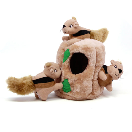 Squirrel Plush Dog Toy Puzzle Brown Large