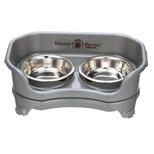 Elevated Pet Feeder Bowl Metal Grey