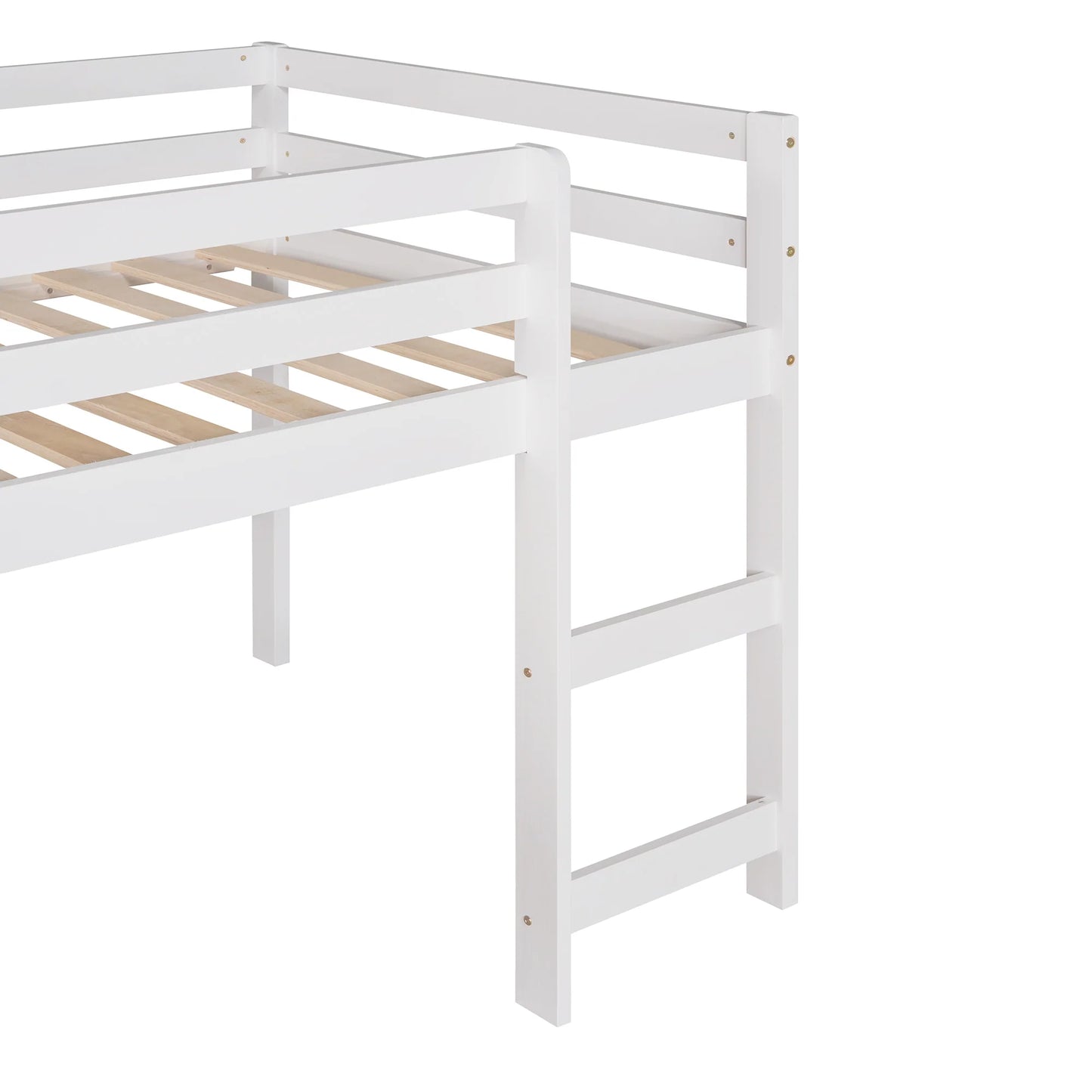 Loft Bed with Slide Multifunctional Design Twin in White