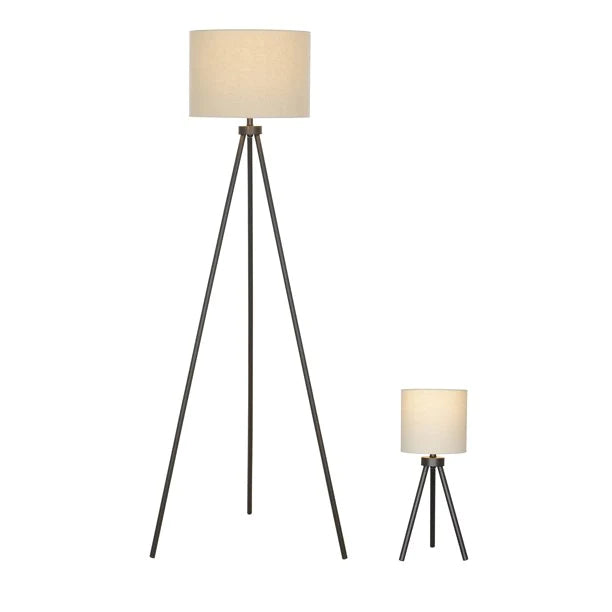 Tripod Table And Floor Lamp Set Black