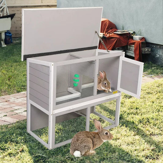 Pet Cage Hutch 2 Tier 36 Inches in Gray