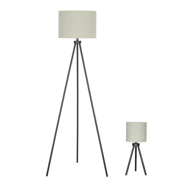 Tripod Table And Floor Lamp Set Black