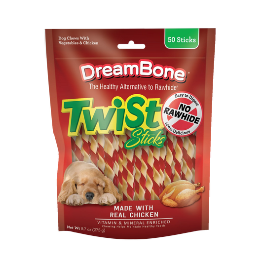 Dog Chews Twist Sticks 50 Count Rawhide