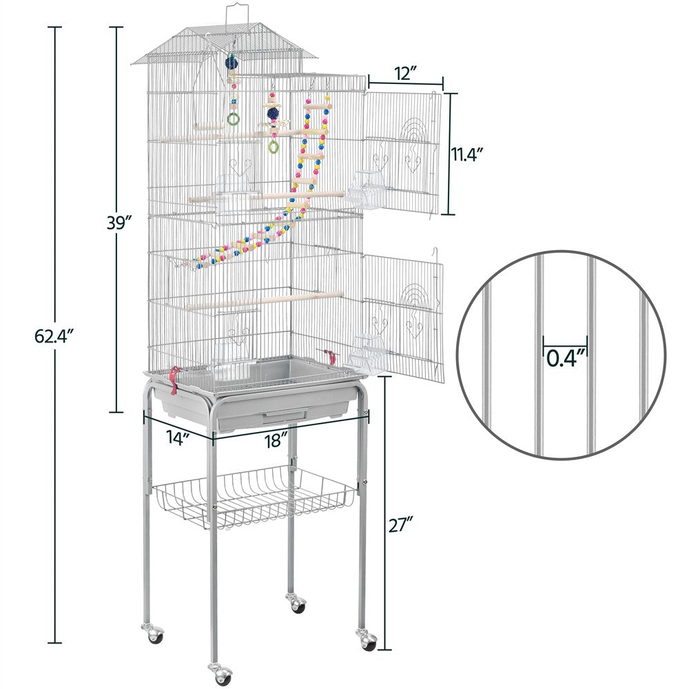 Bird Cage with Perches Light Gray