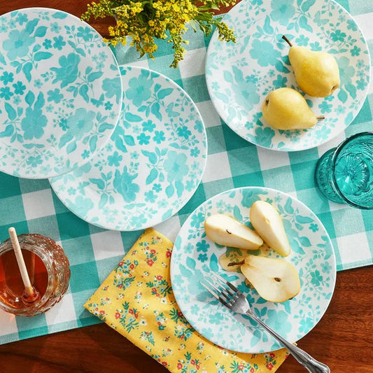 Salad Plates Set in Teal 4 Pieces