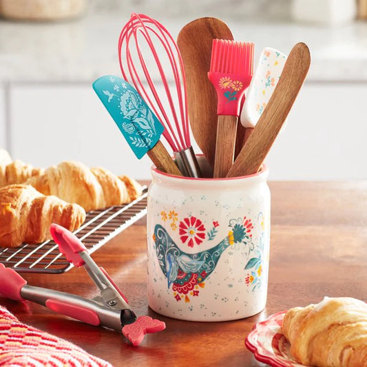 Kitchen Tools and Ceramic Crock Set in Mazie 7 Piece