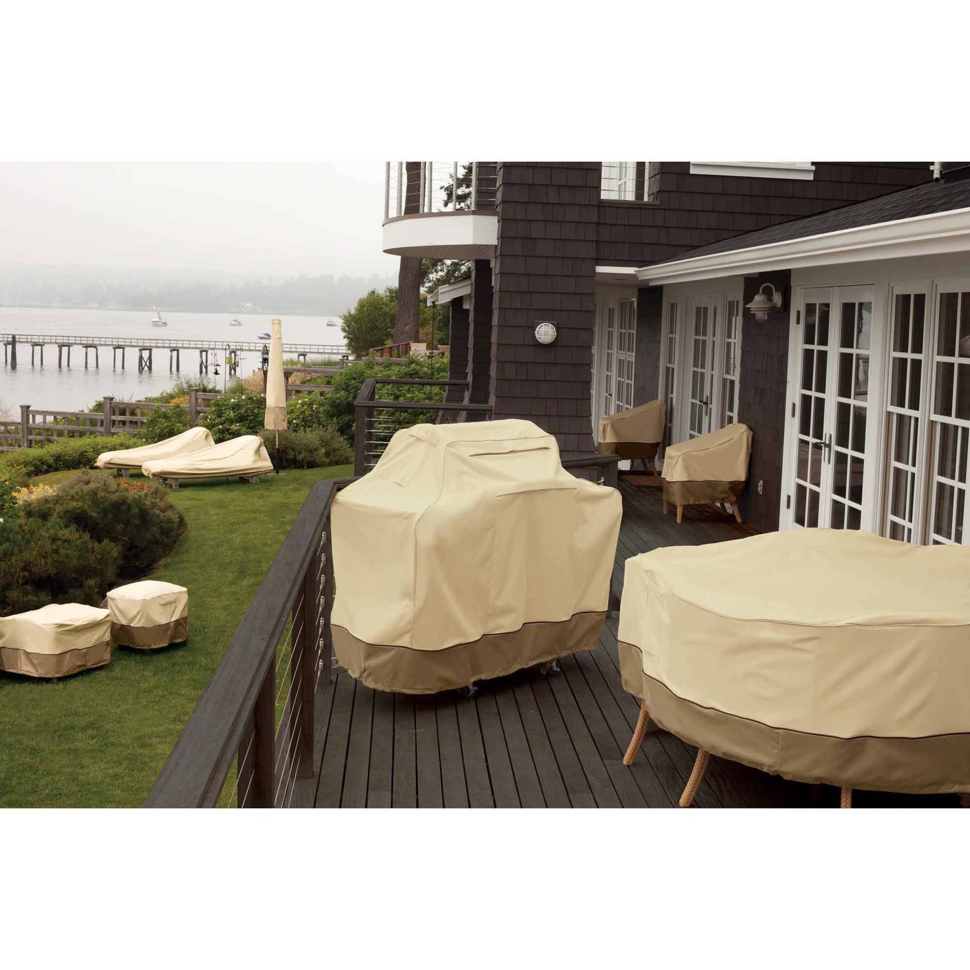 Patio Sofa Cover Rectangle in Beige and Brown - Woodland's Outdoor Living