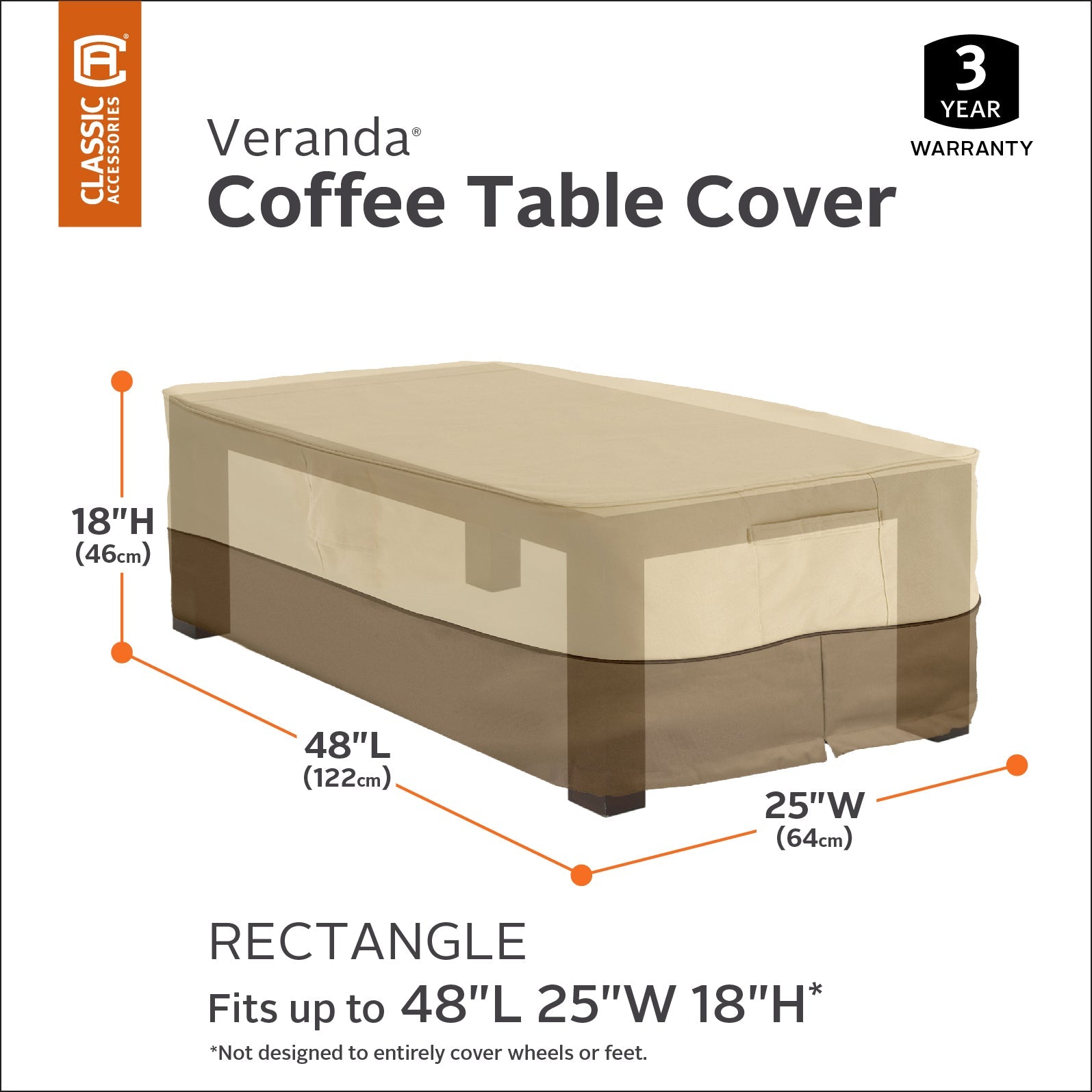 Patio Coffee Table Cover in Brown and Beige - Woodland's Outdoor Living