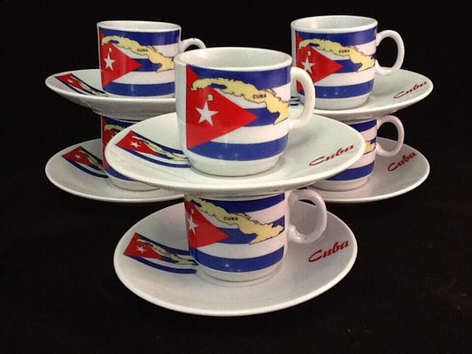 Coffee Cup and Saucer Cuban Flag 6 Sets - Mason Kitchens