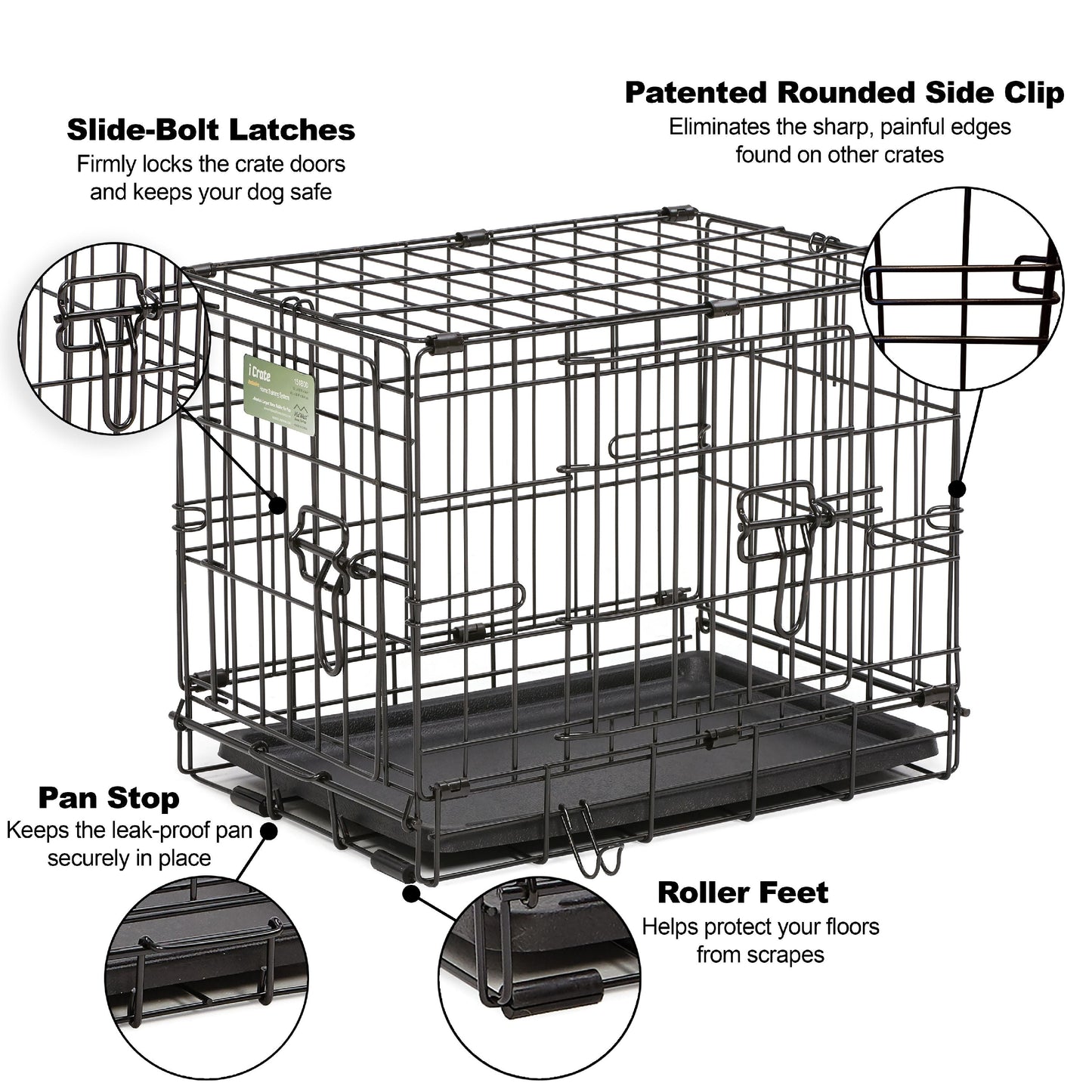 Dog Crate Double Door iCrate 18in - Pets R Family