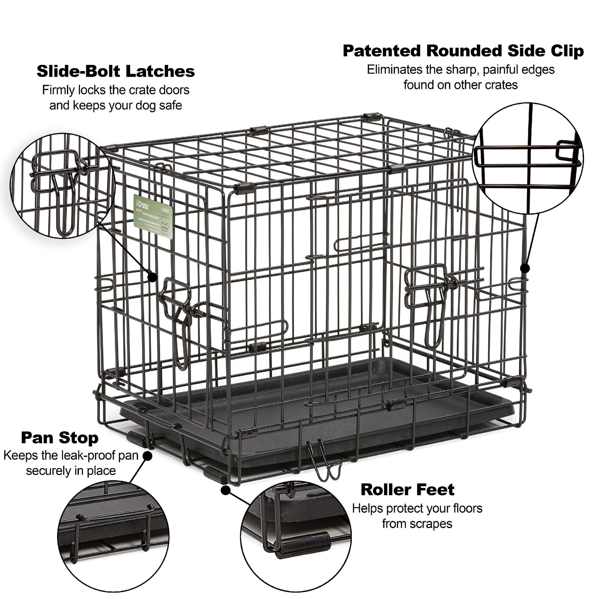 Dog Crate Double Door iCrate 18in - Pets R Family