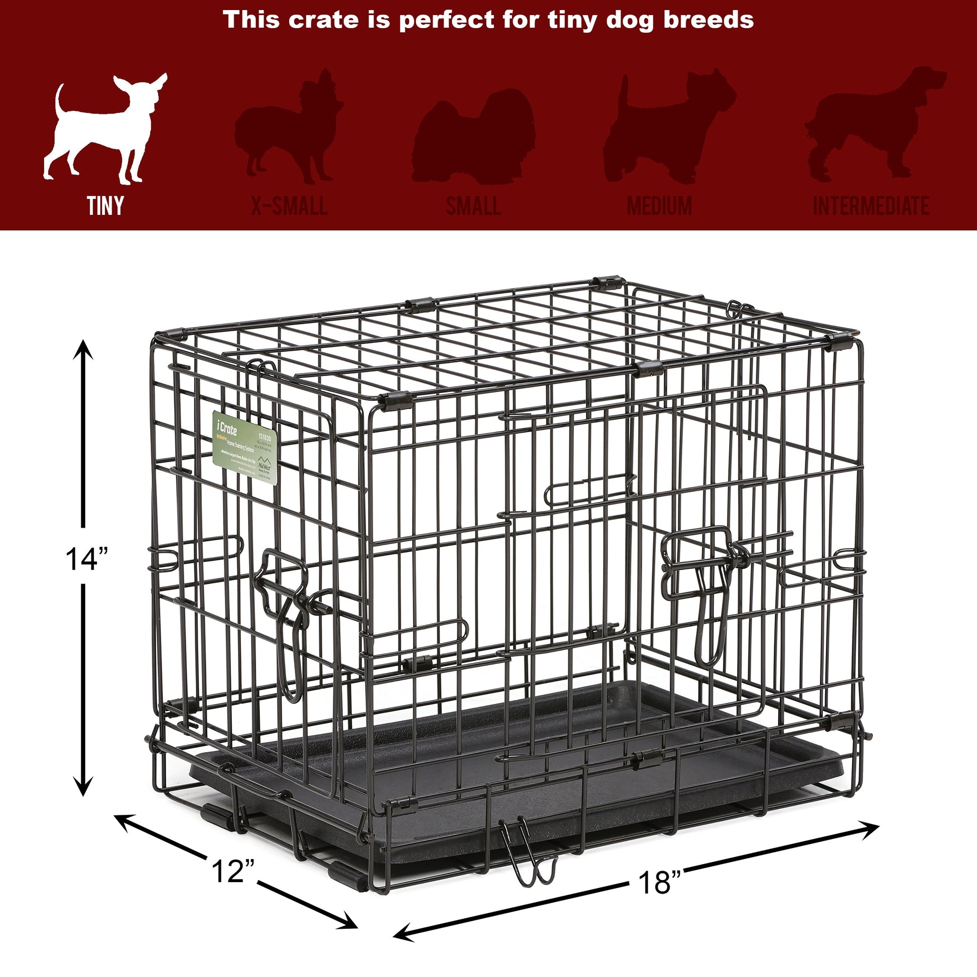 Dog Crate Double Door iCrate 18in - Pets R Family