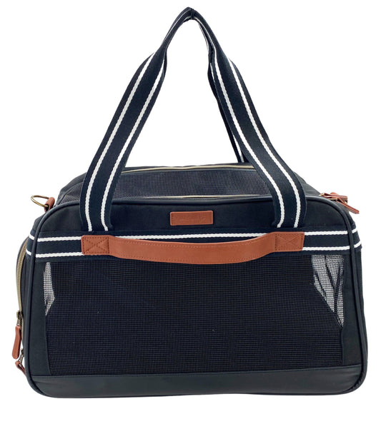 Pet Travel Carrier in Black and Tan 17 x 10.5 x 11in - Pets R Family