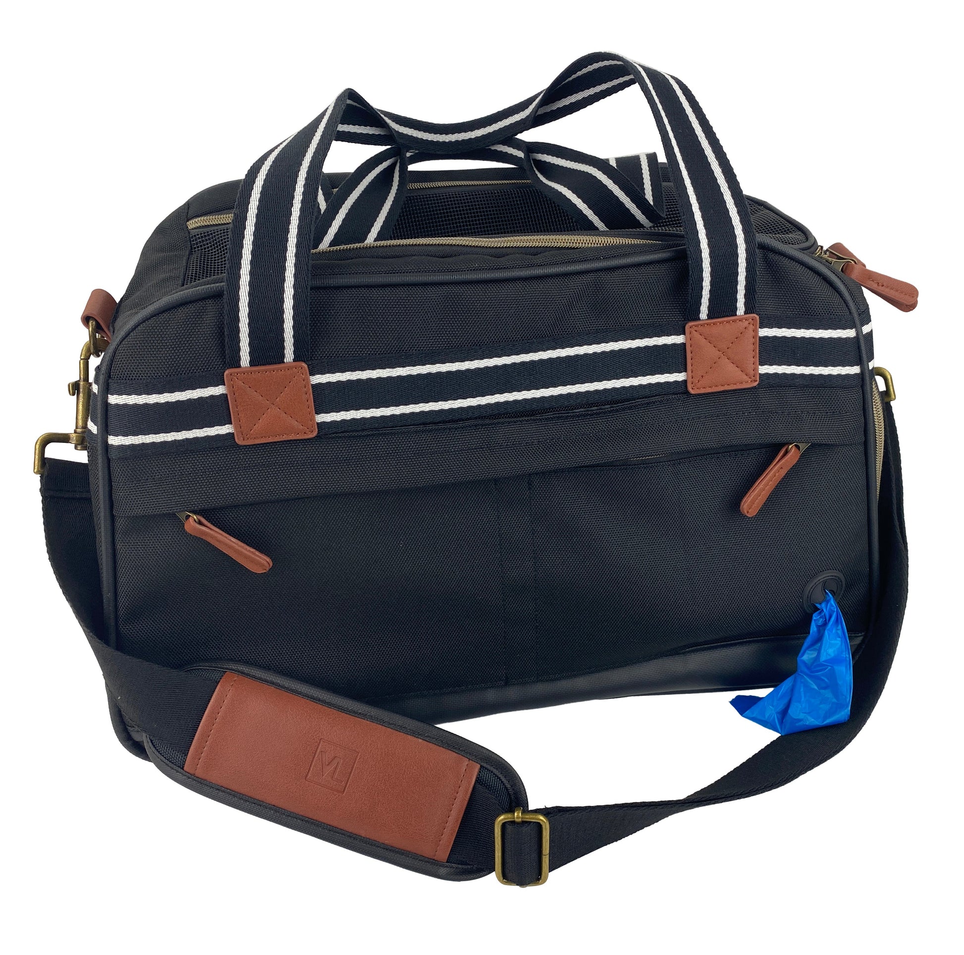 Pet Travel Carrier in Black and Tan 17 x 10.5 x 11in - Pets R Family