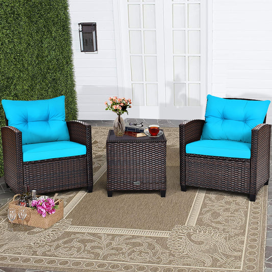 Sofa Turquoise Rattan Furniture Set Cushioned Conversation