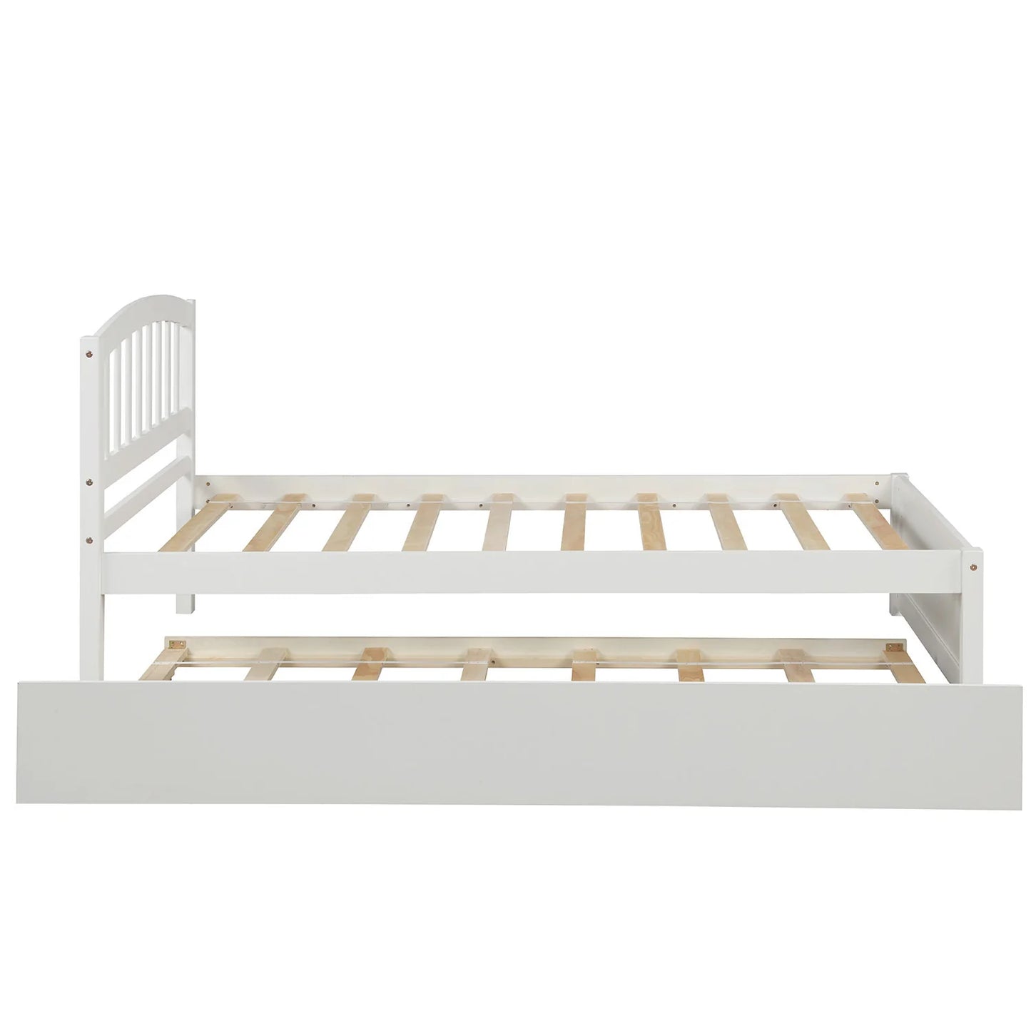 Platform Bed with Trundle in White Twin size