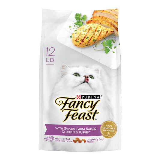 Fancy Feast Dry Cat Food with Savory Chicken and Turkey 12 Pound