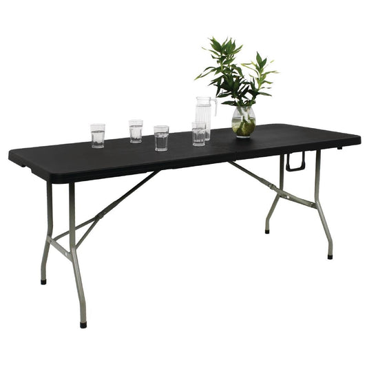 Plastic Folding Table in Black 6 ft